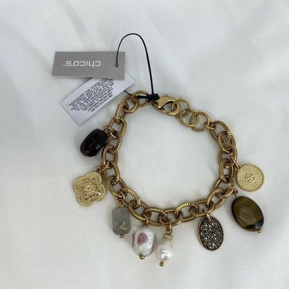 Chico's Jewelry - Chico’s Gold Tone Charm Charmy Bracelet NWT